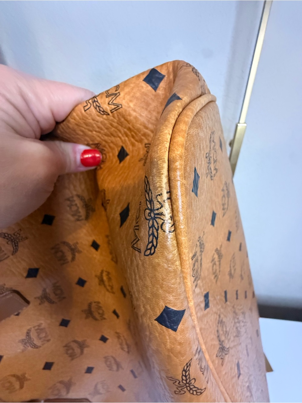 MCM Cognac Tote with Orange Center Stripe - Picture 15 of 16